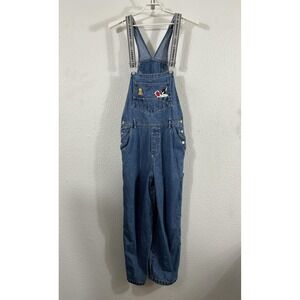 Vintage Looney Tunes Overalls Womens Large Blue Denim Tweety Sylvester 90s Y2K